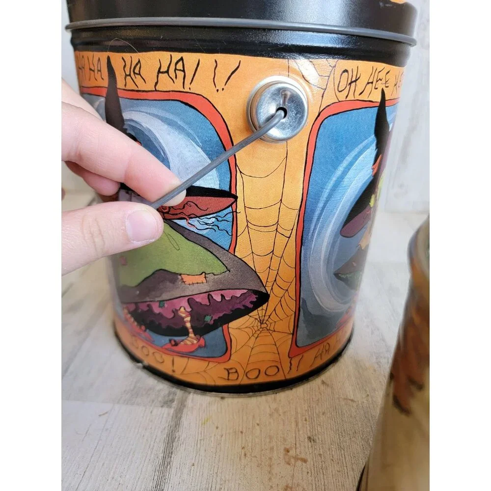 Vintage‎ witch metal bucket set Halloween home decor